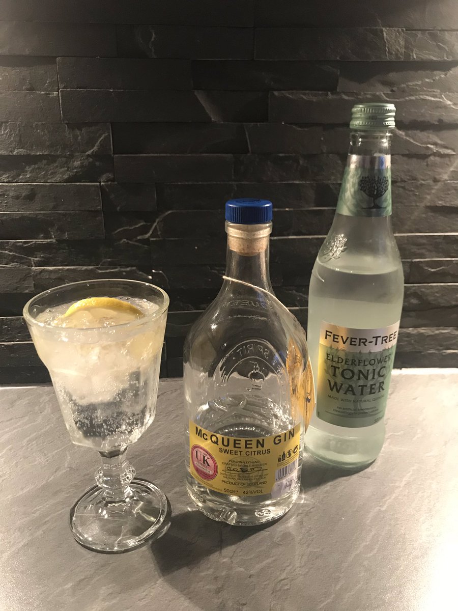 LeFif's tweet photo. Some days dinner looks like this! #mcqueengin #fevertree #muchneed https://t.co/YAhCH58jqt