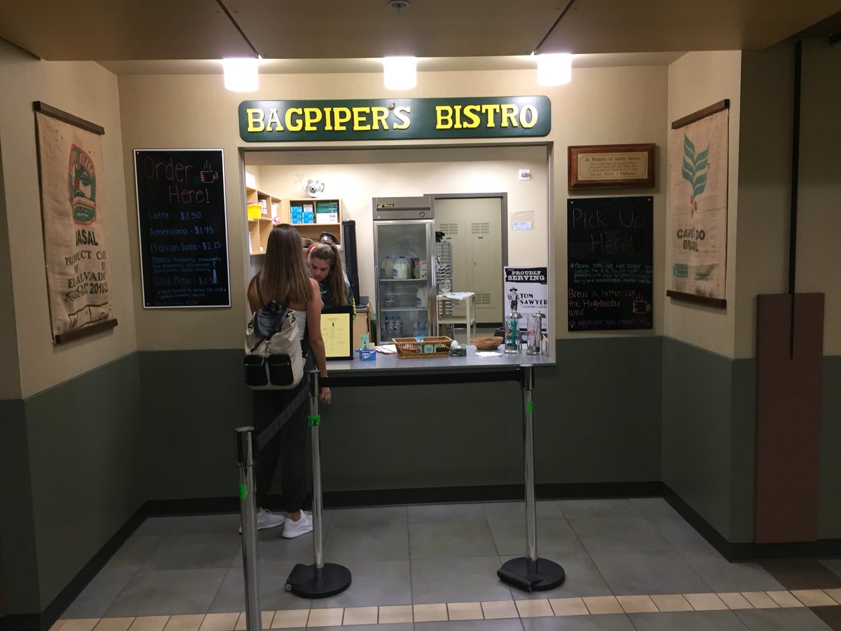 shadleparkdeca's tweet photo. One of SPHS’s SBE’s is our own Bagpipers Bistro! News signs are our first display as we just recently opened! #DECASBEWeek https://t.co/YOBzUjuzus