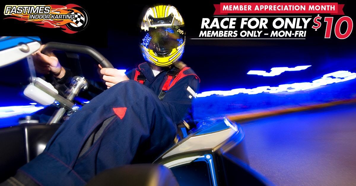 FTIKarting's tweet photo. October Is Member Appreciation Month! New Memberships only $25 (save $10)! Renew for FREE plus race Mon – Fri for only $10! Get the info: https://t.co/sf5VqfvsPy https://t.co/G17TtFfVAf