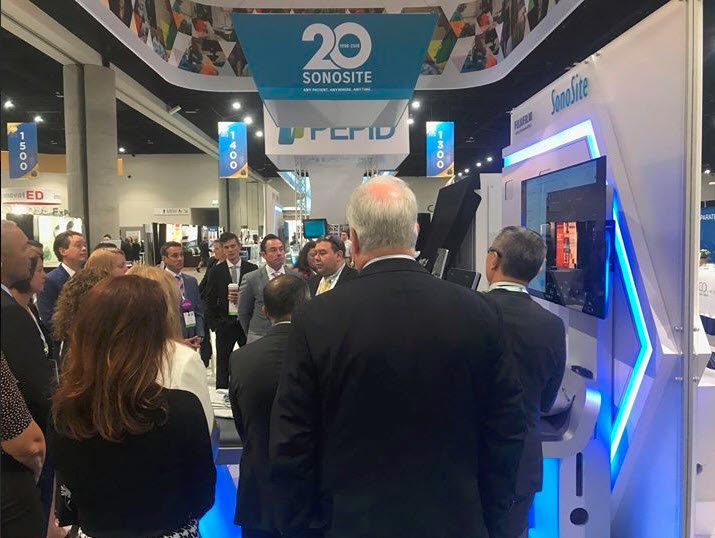 FujifilmUS's tweet photo. From Fujifilm SonoSite: SonoSite is streamlining POCUS workflow and these guys are getting a sneak peek. If you're at ACEP today make sure to be at the SonoSite booth at 11:15am to see something BIG! 
#ACEP2018 #ACEP #ACEP18 #POCUSWorkflow https://t.co/JE4KTfUrmm