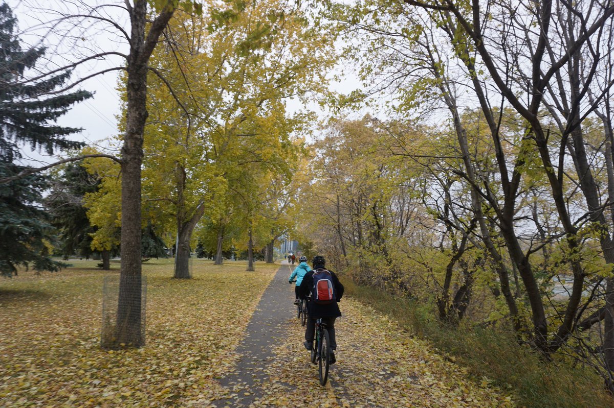 Braving the weather for a great bike tour of #Calgary’s more sylvan spots with @mikesbloggity #MyNomadMoment #GoMedia2018 #TravelAlberta