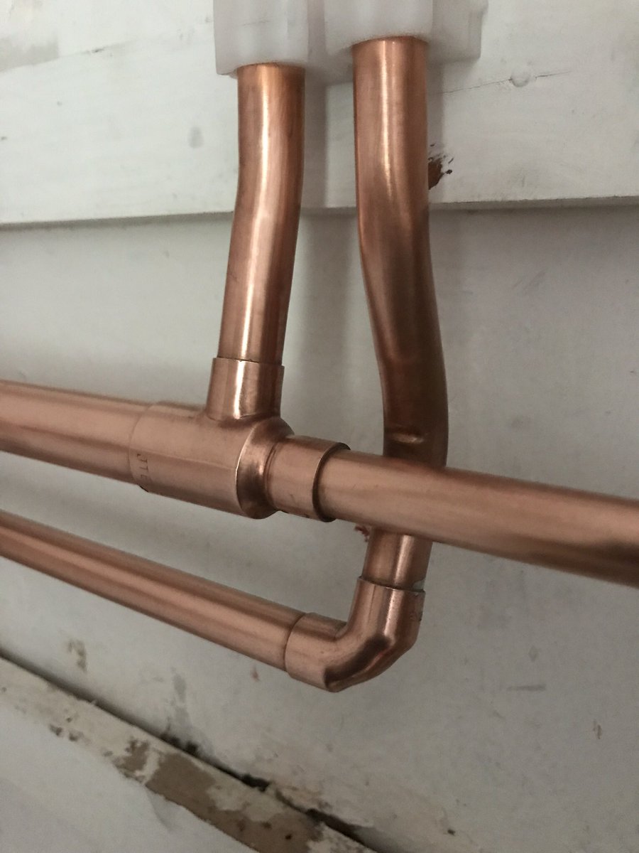plumbedwright's tweet photo. Old gravity fed #cylinder removed and s new #invented cylinder installed. Also a tidy up of the cupboard pipe work. https://t.co/uGx9RWYQkL