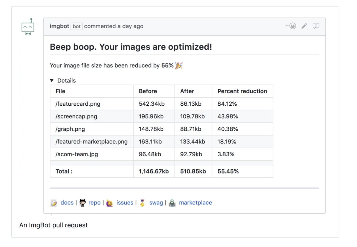 ebidel's tweet image. ImgBot: automatically optimize images in a PR/Github repo.

github.com/marketplace/im…