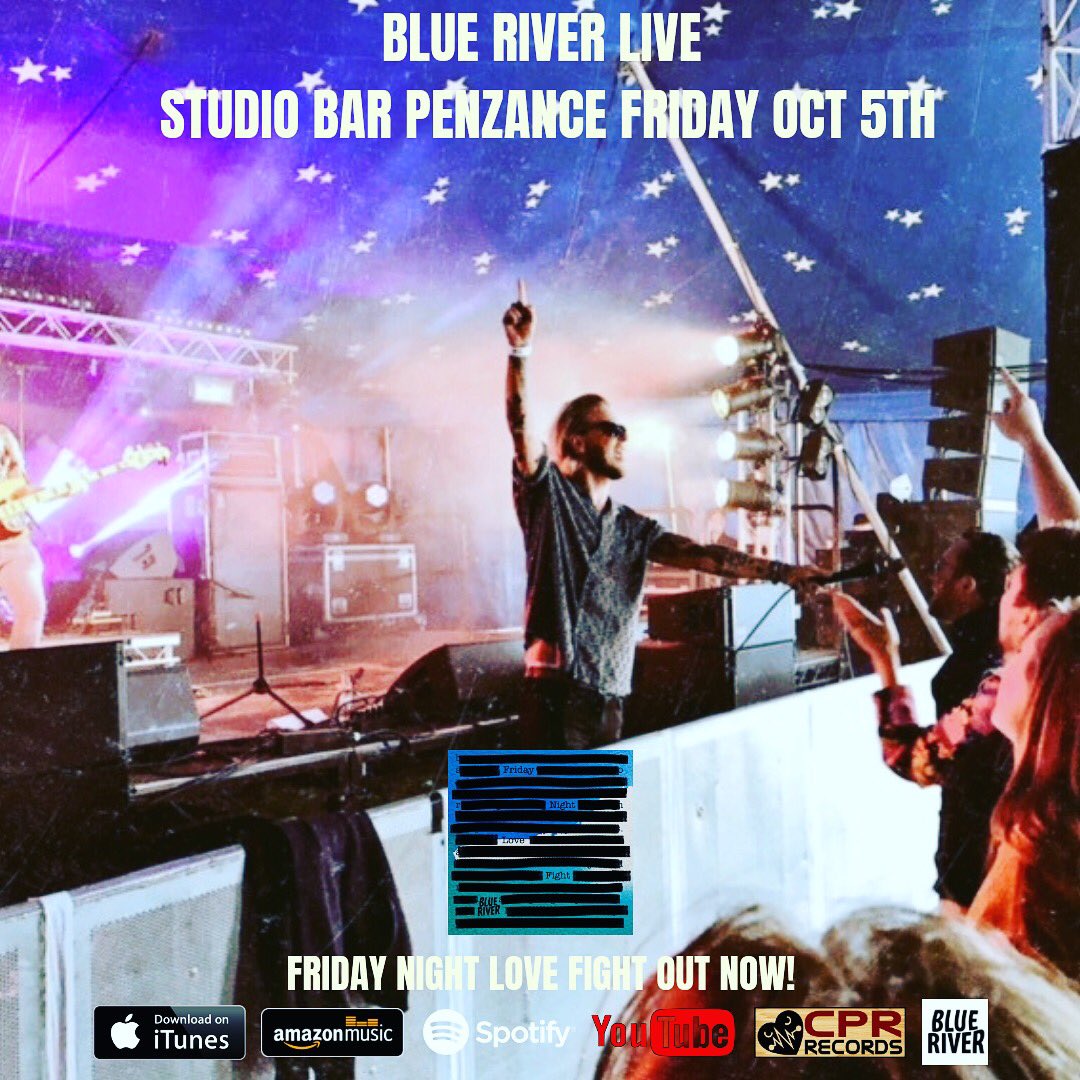 Everyone get down to <a href="/StudioBarPz/">Studio Bar Penzance</a> this Friday for a mega set from @Blue_River1 you’ll hear tracks from their latest album and the latest single! All of us at cpr records will be their so come and meet the crew!

#indiemusic #indierock #cornwallmusic #livemusic #Cornwall #Penzance