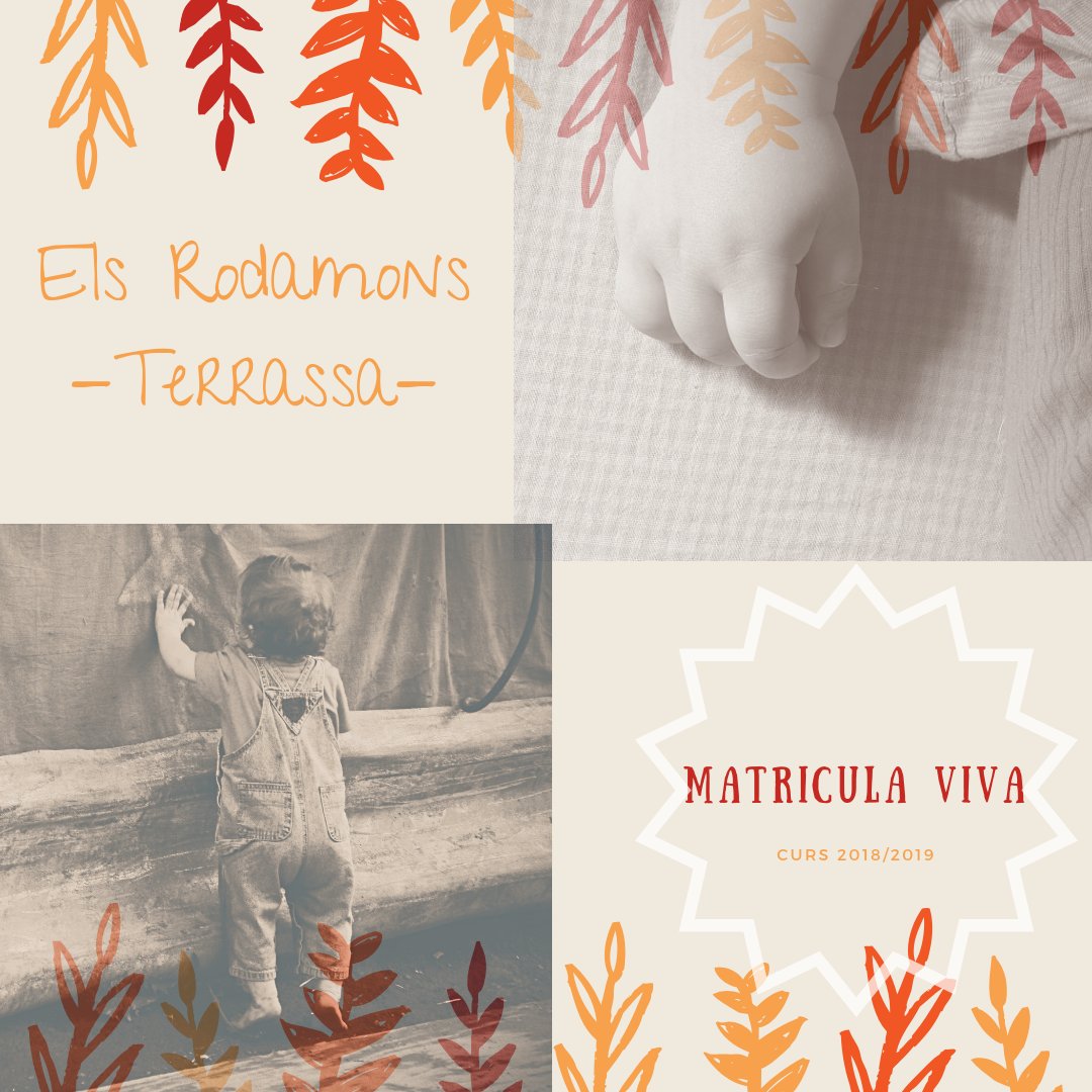 ERodamons's tweet photo. Amb la tardor arriben les novetats. I aviat podrem explicar cosetes!
.
.
https://t.co/ti8j96Bkst
info@elsrodamons.org
Telèfon: 664.09.64.49
.
.
#marededia #llarsdecriança #educacioviva #terrassa #matriculaviva #novetats #tardor https://t.co/qR1DivzPST