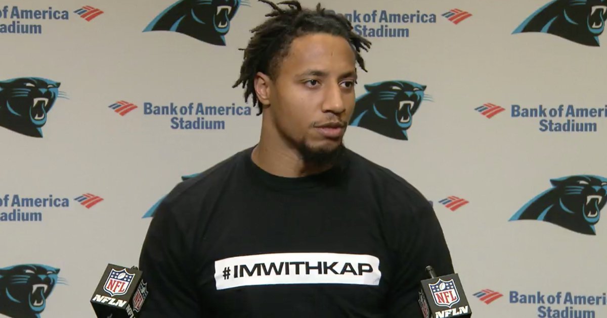BleacherReport's tweet photo. Eric Reid supporting Kap in Carolina (via @Panthers) https://t.co/tcL0X6SEsW