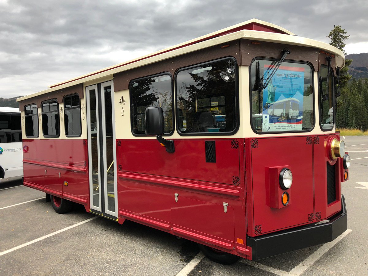 specialtyvehic's tweet photo. Specialty Vehicles is exhibiting at the 2018 National Conference on Rural Public and Intercity Bus Transportation in Breckenridge, CO today and tomorrow, October 1 and 2. Stop by booth# 508 or come outside and see our new Mini Trolley! #trolley #ribtc #minitrolley #ruraltransit https://t.co/xrWABLkW6V