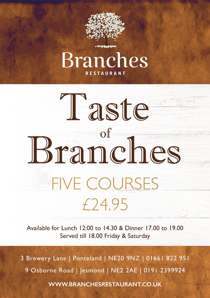 BranchesNCL's tweet photo. Our five course Taste of Branches menu is the perfect mid week treat ๐ #branchesjesmond #branchesponteland #fivecourses #tasteofbranches https://t.co/eonPV0UEjW