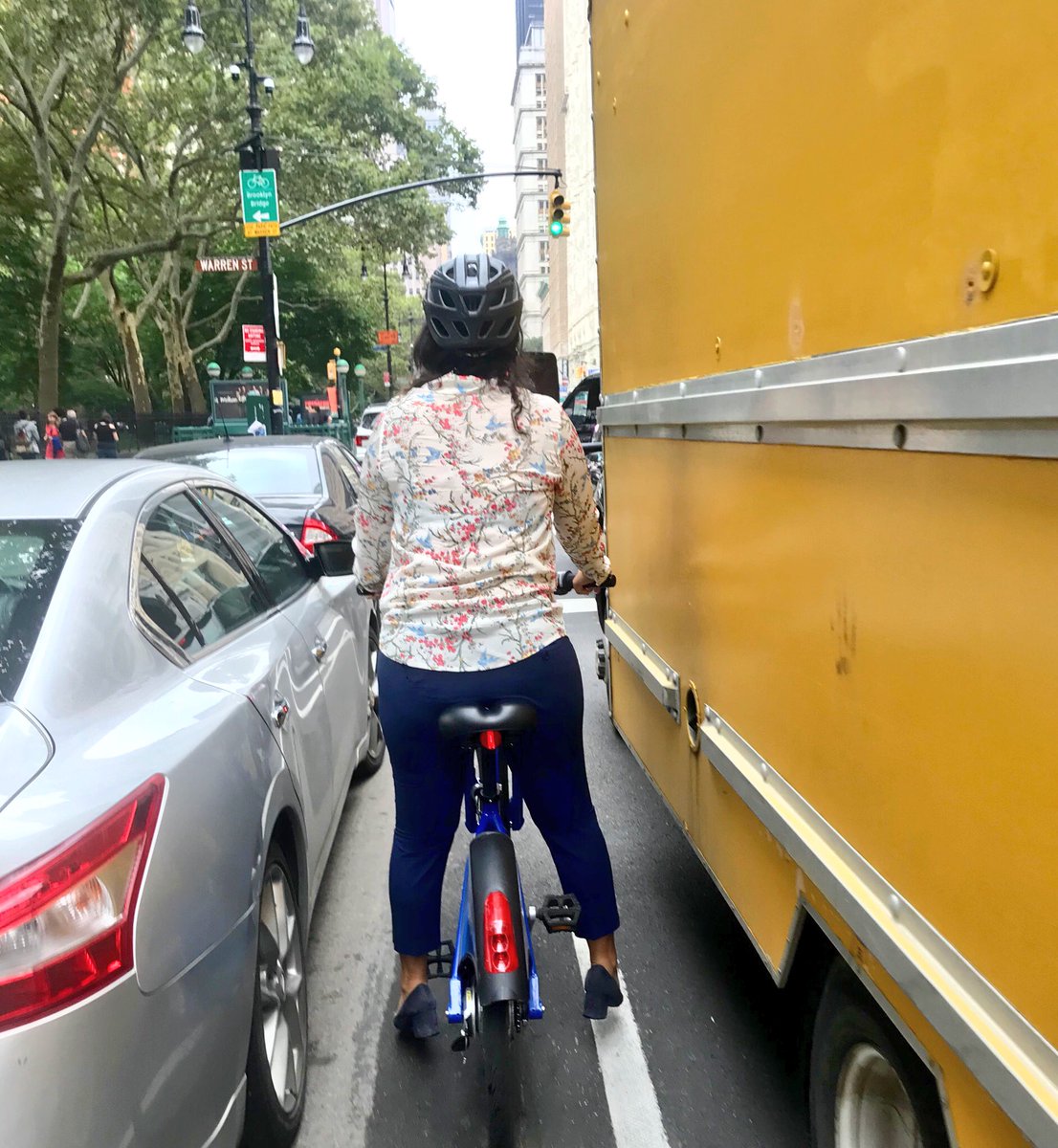 Councilwoman <a href="/CarlinaRivera/">Carlina Rivera</a> handling Manhattan traffic no prob 🚦on a <a href="/CitiBikeNYC/">Citi Bike</a> today ☁️🙌🏾 The future of mobility is with more #cyclofemme and women’s leadership in <a href="/NYCCouncil/">New York City Council</a> ! Thank you for a great group #bikeNYC ride today, and many more