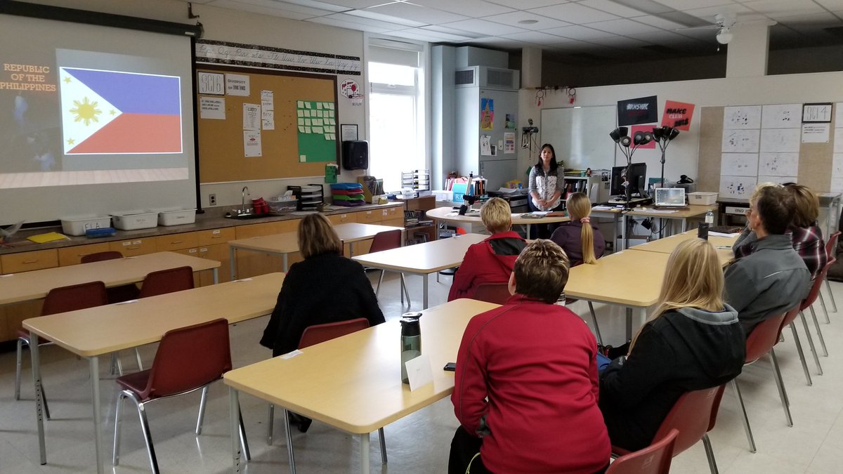 MrRJWhite's tweet photo. Jennifer and Melinda sharing family stories and teaching us about Filipino culture! #NESD #Brunswick #edupositive @WalkAlongsideSK https://t.co/1DYzvyaGrQ