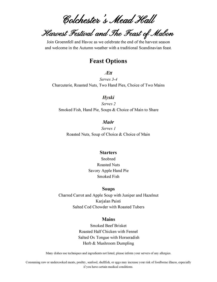 We promised this would be our best Harvest Fest yet, and we think this menu proves it. Join us Saturday, Oct 6, 12-8 pm!

And don't forget to watch for the Vermont Viking Chef and Ricky <a href="/TheMeadmaker/">Ricky the Meadmaker</a> on <a href="/WVNYWFFF/">ABC22 & FOX44</a> Wednesday morning as they get everything ready for the weekend!