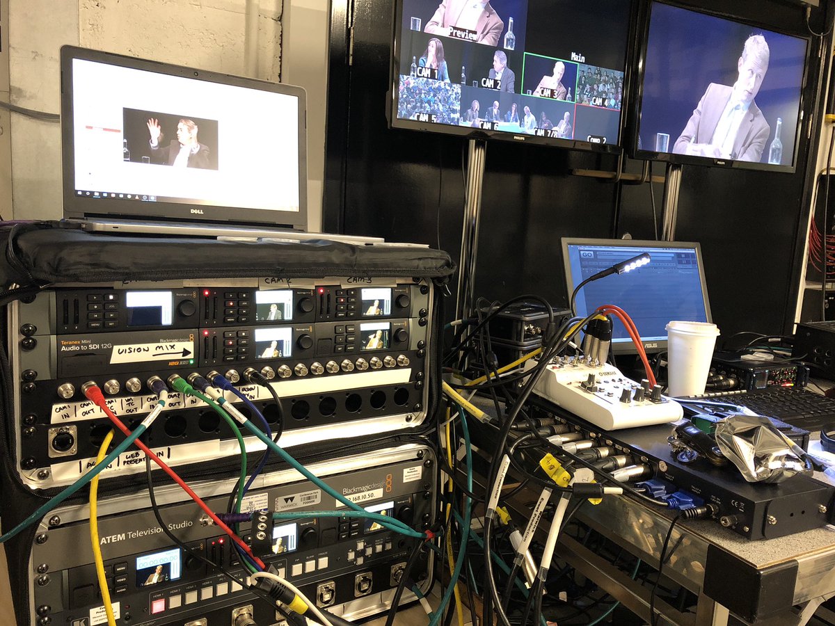 That’s another Warwick Economics Question Time event nearly finished, we’ve been filming on 8 cameras tonight recording in camera and backstage, and had three streams live: on campus big stream, on youtube, and a backup. #canonxf305 #sonyfs7  #blackmagicdesign #eponcampus