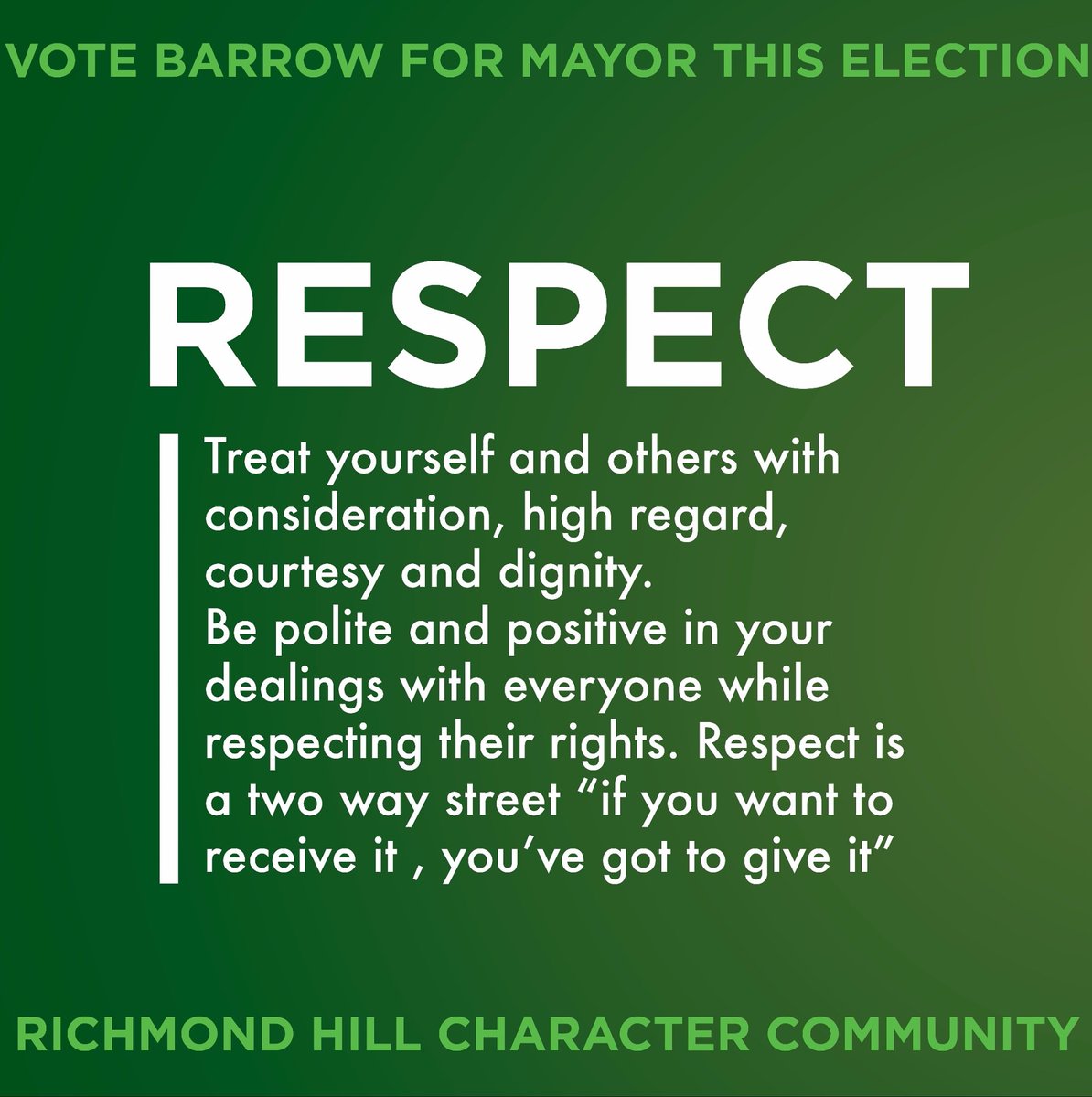 barrow4mayor's tweet photo. Treat others the way you want to be treated and have a good Monday! #MotivationMonday #Barrow4Mayor https://t.co/yapIvZ8R8G