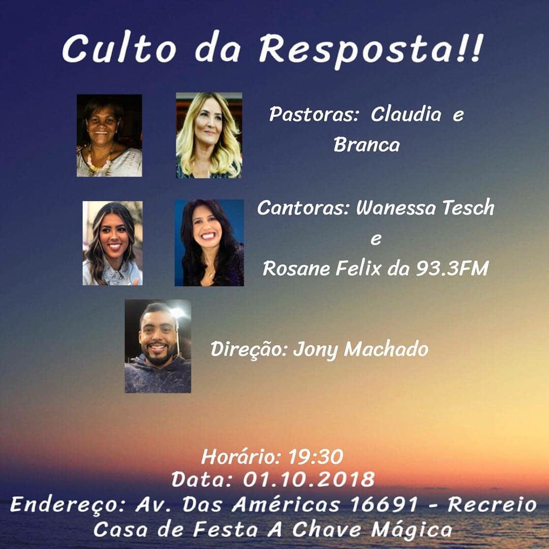 É hoje à noite! Se você é do Recreio, Barra ou Jacarepaguá, vai lá!