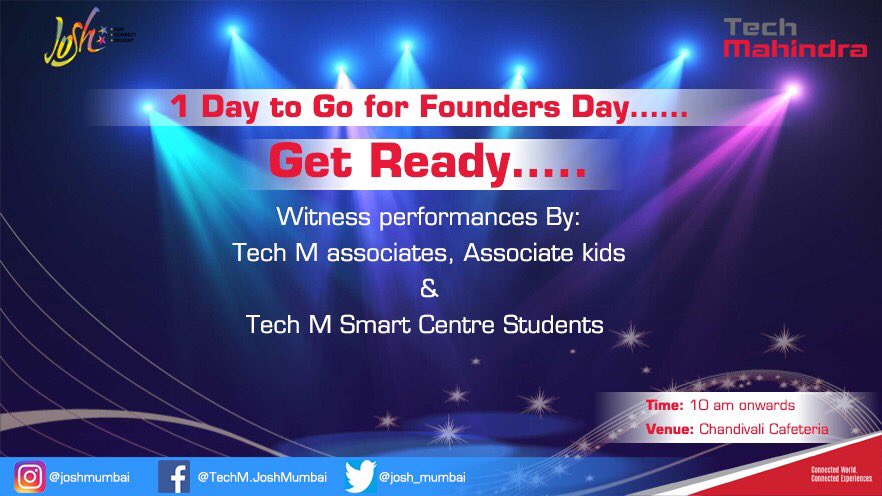 josh_mumbai's tweet photo. #FoundersDay #FamilyDay #BeThere #TechM #TechMMumbai #Josh #JoshMumbai https://t.co/Puv55rDplr