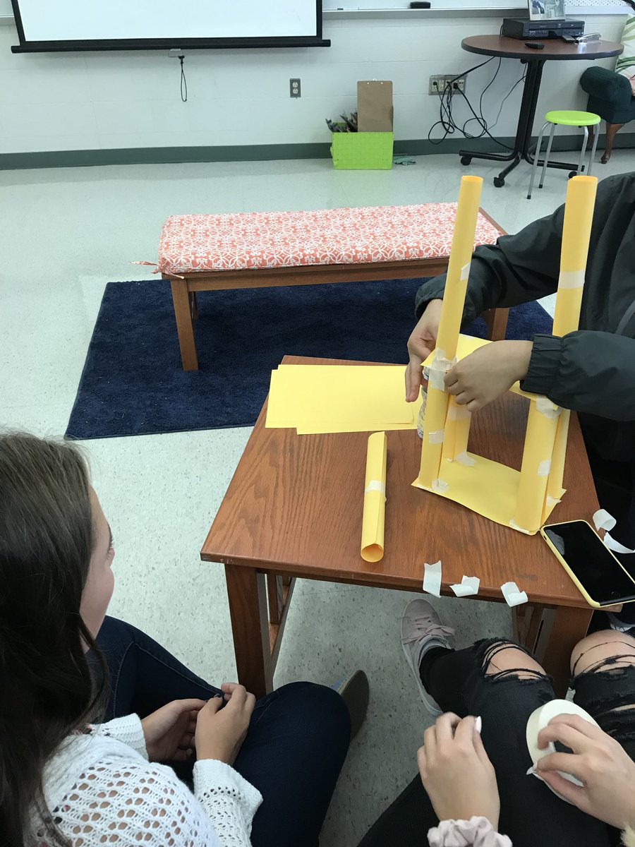 CDramsFCS's tweet photo. Today’s challenge in Family Dynamics... build a tower as high as you can of just paper and masking tape that is free standing and will withstand air flow. #activatingstrategy #familystrengths #sayyestofcs #fcs365 https://t.co/G38eX0Sbnd