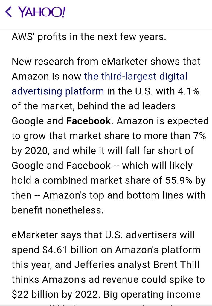 naranchorampet5's tweet image. #digitaladplatform #google #facebook
55% third poison #Amazon ( ad income)
4% market share.