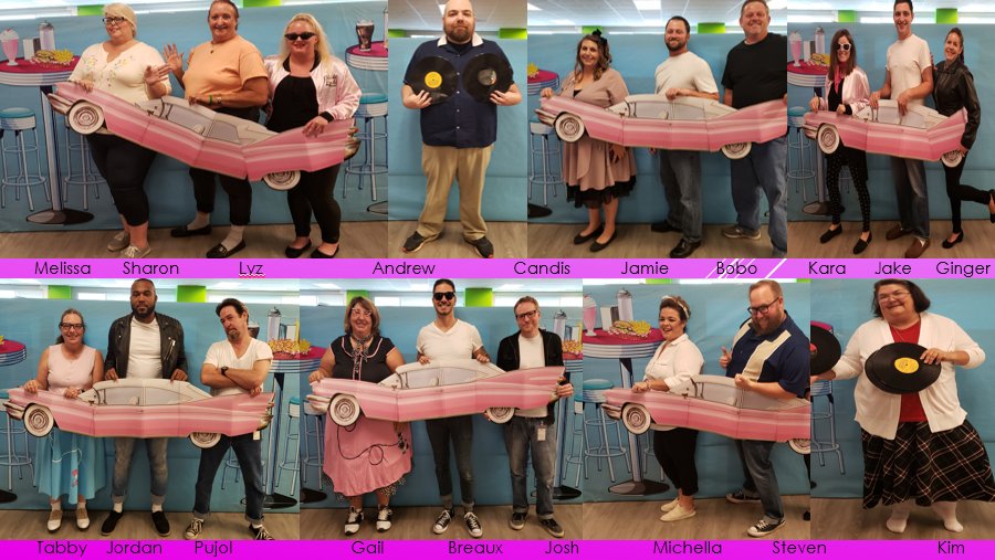 CozbyCrew's tweet photo. Theme days across the country as we celebrate our most valuable asset, our people! #pinkladies #greasers #bestplacetowork #wmfranklincallcenter #thinkwm https://t.co/LQ9r5OMmXW