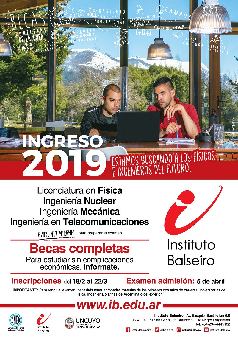 Ya nos estamos preparando para el #Ingreso2019 del <a href="/IBalseiro/">Instituto Balseiro</a> / Cuatro carreras de grado en #Física e #Ingeniería. 
#BECAS de estudio completas de la CNEA para estudiar en el Balseiro #Bariloche
¿Nos ayudan a difundir nuestro póster? Muchas gracias!!! 
cc/ <a href="/CNEA_Arg/">Comisión Nacional de Energía Atómica</a> @UNCuyo