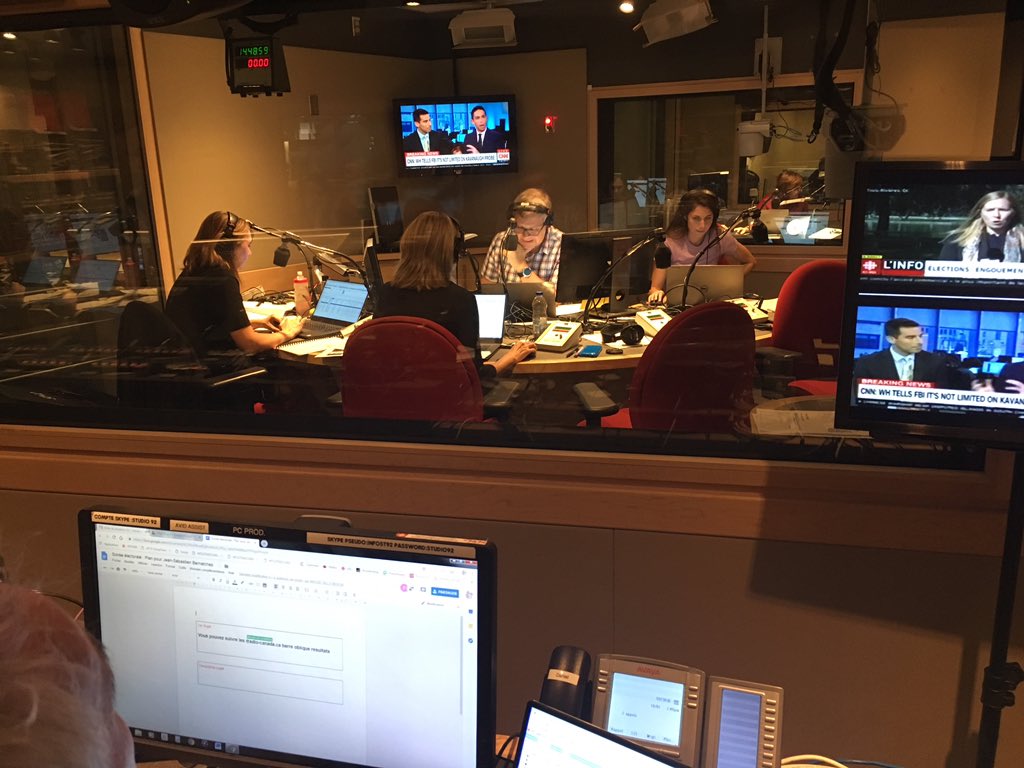 Les amis de la radio aussi sont en répétition pour la soirée électorale #Quebec2018 avec <a href="/JSBernatchez/">J-S Bernatchez</a>! Ils n'ont pas besoin de choisir de cravate par exemple! 😊 #polqc