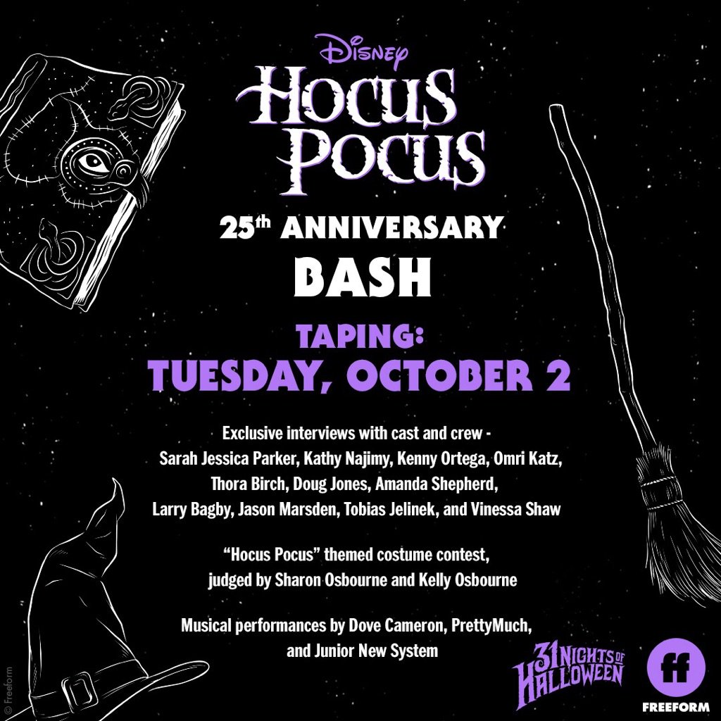 PRETTYMUCH's tweet photo. Join us this Tues at Hollywood Forever Cemetery in Los Angeles as we celebrate Hocus Pocus with a star-studded #HocusPocus25thAnniversary Halloween Bash! The special premieres Saturday, October 20, on @FreeformTV. Sign up now to be part of the audience: https://t.co/Puf2x9B41k https://t.co/YsTkTUaTRI