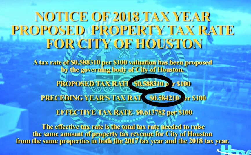 Charlesblain's tweet photo. Remember when @SylvesterTurner looked into the camera and said “read my lips, I’m not going to raise your property taxes”? https://t.co/wEzrTpP4Vk