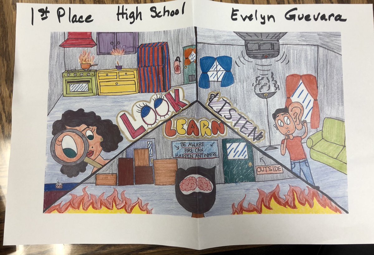 Battecm's tweet photo. Fire Science Academy student receiving her 1st place award for @NevadaDPS fire prevention week poster contest! She will have her poster on billboards all over @ClarkCountyNV and @NVGovernment https://t.co/6WrWuZRkKa