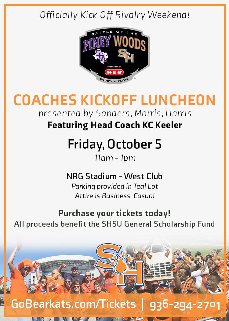 BearkatSports's tweet photo. Your deadline to purchase tickets to the Coaches Kickoff Luncheon is this Wednesday! Seats are limited, so act fast! https://t.co/9DteXQdY7i https://t.co/J7QPAbMGMB