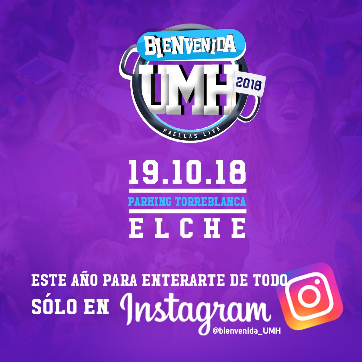 Sabemos que la estabais esperando y... La @bienvenida_UMH ya está aquí!!! 
Será el 19 de octubre así que reserva la fecha en tu agenda 📆 y prepárate para vivir una nueva edición de la fiesta universitaria 👩‍🎓 por excelencia en Elche!
Mañana os contamos más detalles 😉