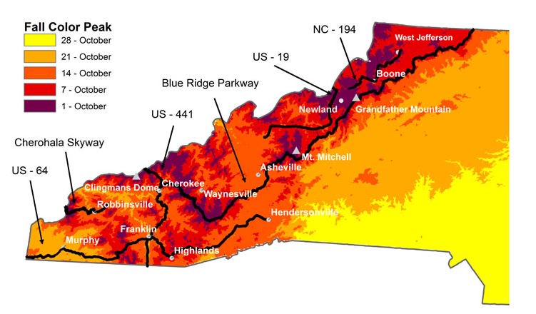 Lake_Junaluska's tweet photo. #didyouknow fall color is expected to hit a few weeks early this year? Check out this Fall Color Map from the App State Biology Department. #lakejunaluska #fallfoliage #fallcolormap #wnc #wncfall https://t.co/vSVUSZnf0w https://t.co/Qlj2IJQGJ3