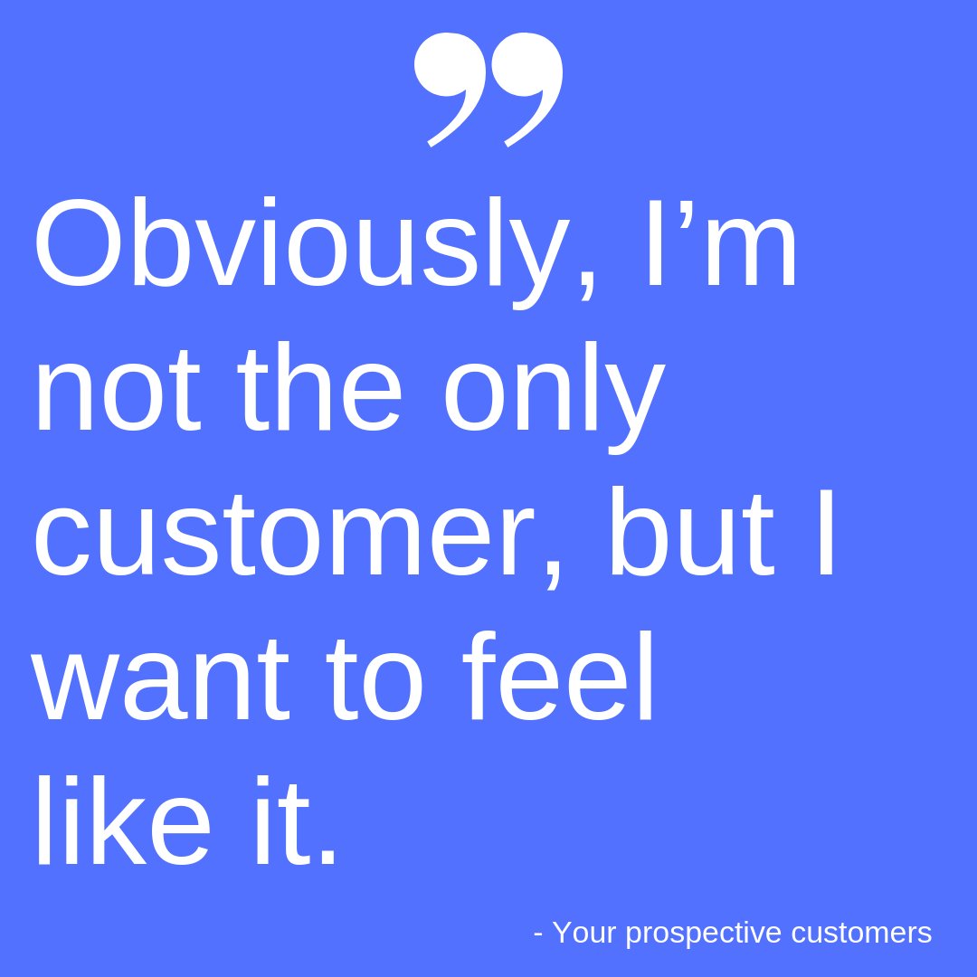 KeapGrowing's tweet photo. We interviewed #smallbusiness consumers to understand how they define great service and this is a quote echoing sentiment many felt.
Tell us a time you made your customers feel like they were the only customer. #customerservice https://t.co/On9Ut6F6oc