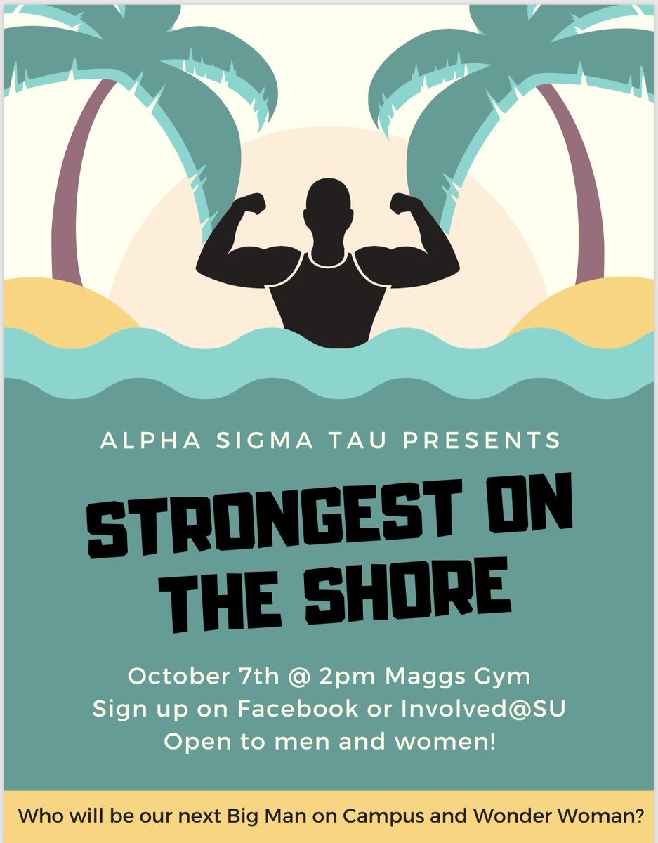 ASTatSalisburyU's tweet photo. Big Man on Campus has become...Strongest on the Shore! Ft. a men’s AND women’s competition! Sign up below to be a part of this awesome event! 
https://t.co/ifcxh4HKoT https://t.co/X5RlDZZqQQ