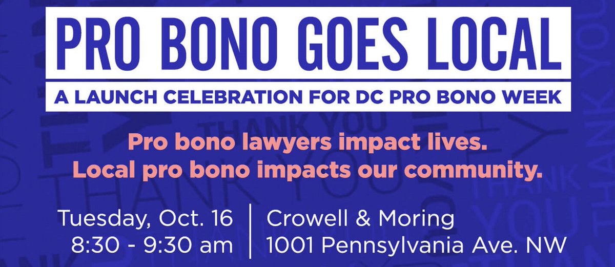 LegalAidDC's tweet image. Each fall, Legal Aid participates in DC Pro Bono Week to celebrate all of our dedicated pro bono volunteers! Join the Chief Judges of the D.C. Courts and others at the Pro Bono Goes Local kick-off event on October 16 @Crowell_Moring. #DCProBono18

makingjusticereal.org/dc-pro-bono-we…