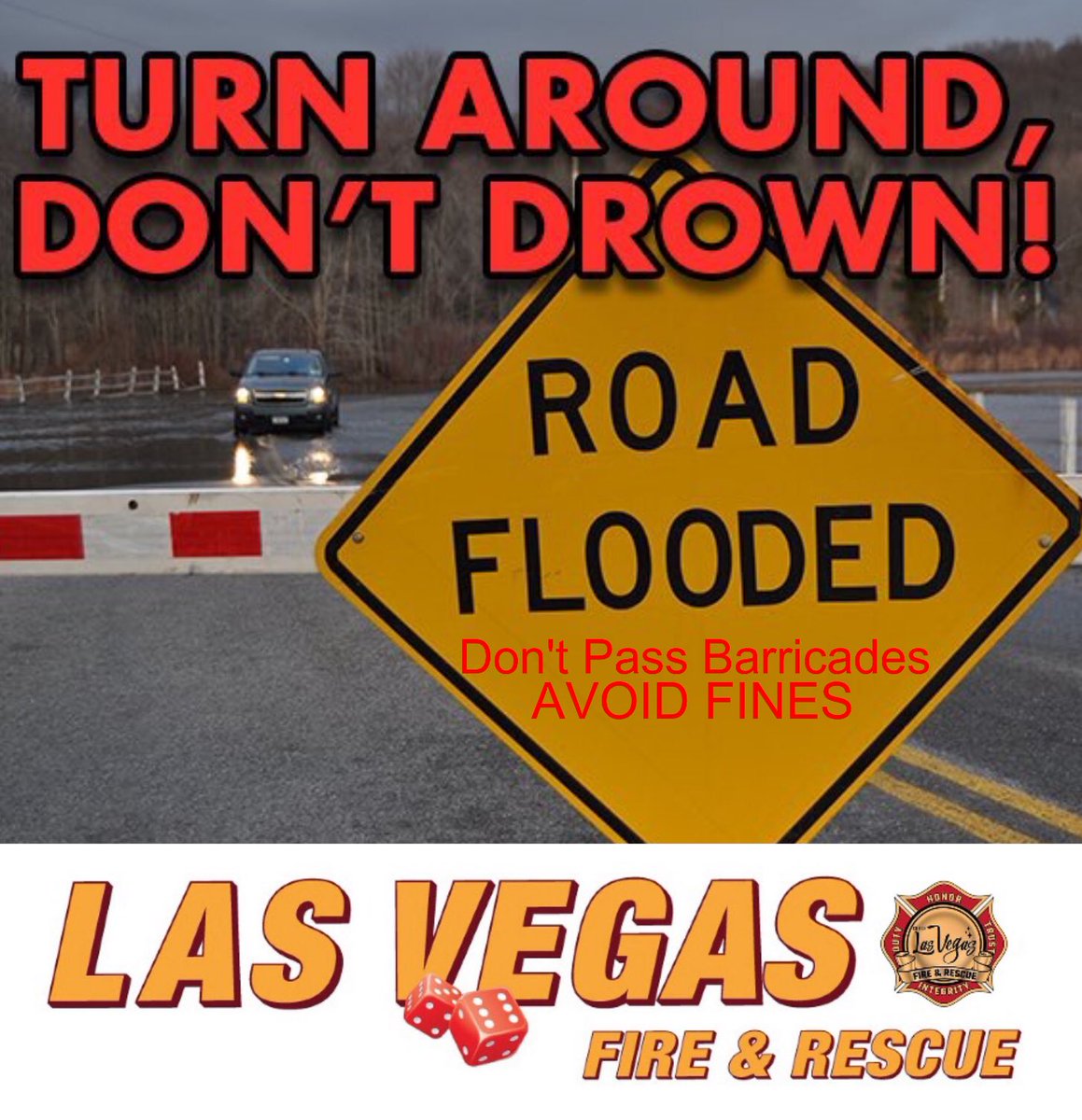 LasVegasFD's tweet photo. FLASH FLOOD WATCH for LAS VEGAS 2PM TODAY until 5AM WEDNESDAY. Make sure you are prepared before you leave this morning for work/school. Thunderstorms are possible today &amp; tonight. Make sure your flashlights are in working order for tonite.  #wxnv #vegas https://t.co/eQ2pC2h5Kf