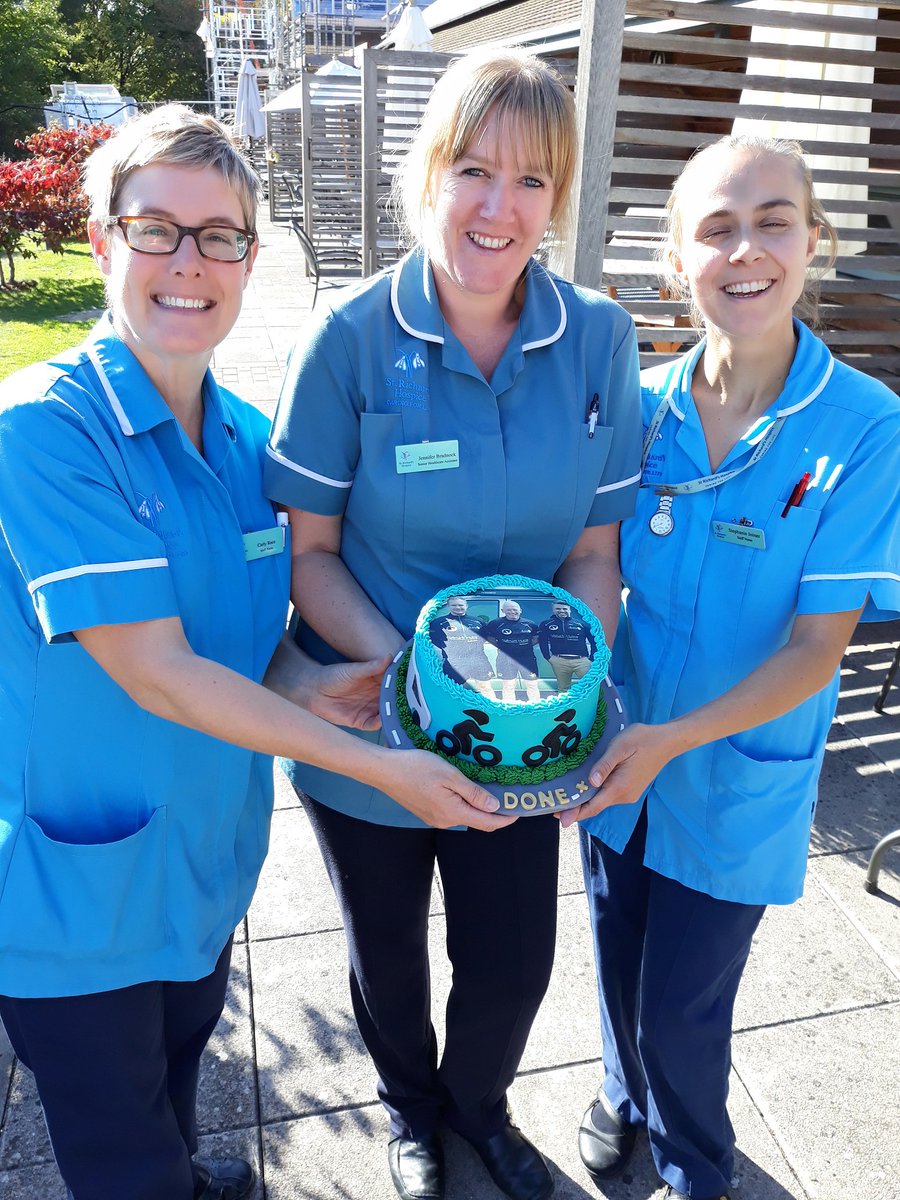 StRichardsHosp's tweet photo. We have been amazed by the efforts of Arti and Gareth @thehospicecycle who pedaled from John O'Groats to Land's End raising around £15,000 for our care! And yesterday, they dropped in to the hospice with this delicious cake! Thank you so much team! #WorcestershireHour https://t.co/uKSYRiqKAj