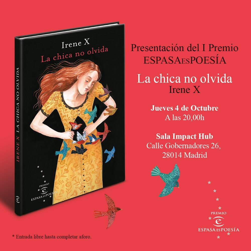 Quedan 4 días para que la chica recuerde. MADRID, presentamos #lachicanoolvida y os esperamos a todxs. <a href="/ESPASAesPOESIA/">ESPASAesPOESÍA</a> 🖤✨