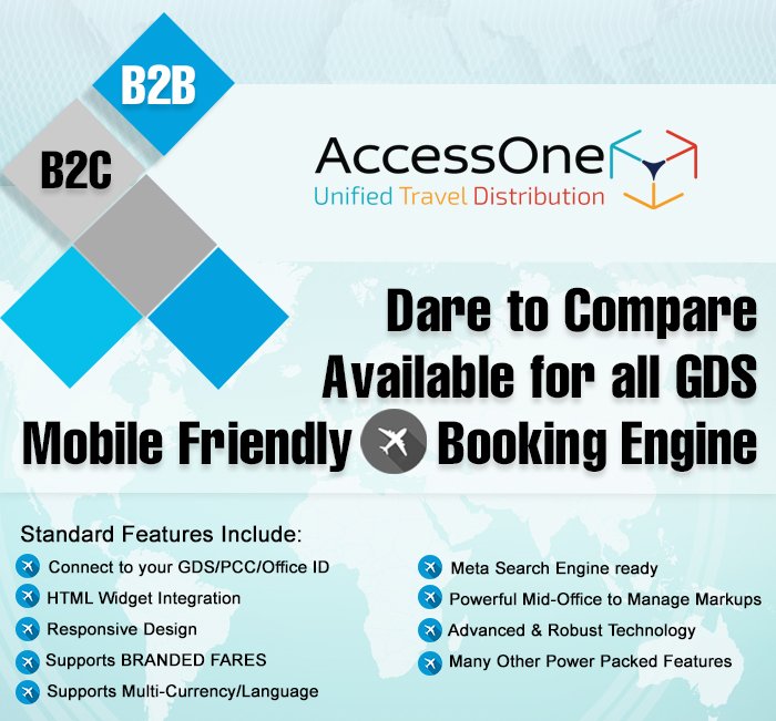 _AccessOne's tweet image. Available for all GDS Mobile Friendly Flight Booking Engine.
Signup here: accessone.io/Register.aspx
#AccessOne #TravelAPI #TravelBookingEngine