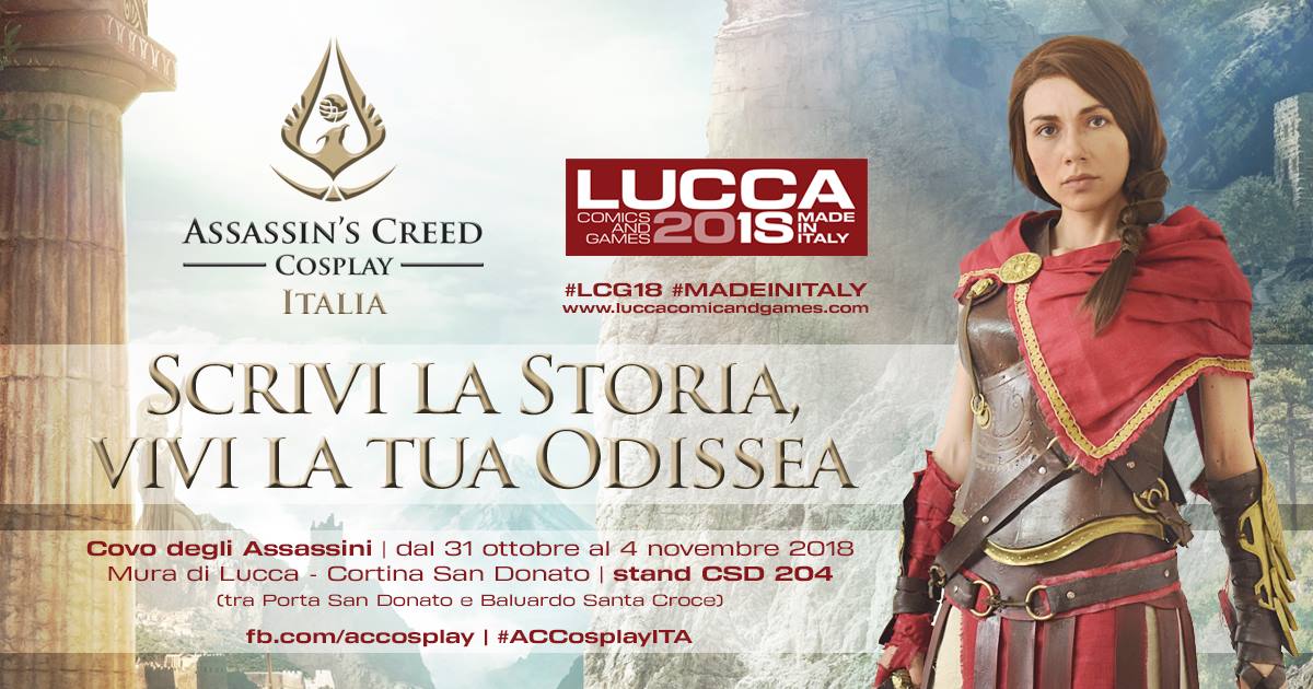 Venite ad incontrare i nostri cosplayers al Covo degli Assassini, trovare gadget esclusivi e partecipare a tantissime attività, organizzate da e per gli amanti della Saga! fb.com/events/2337748…
#ACcosplayITA #LuccaCG18 #MadeInItaly #AssassinsCreedOdyssey