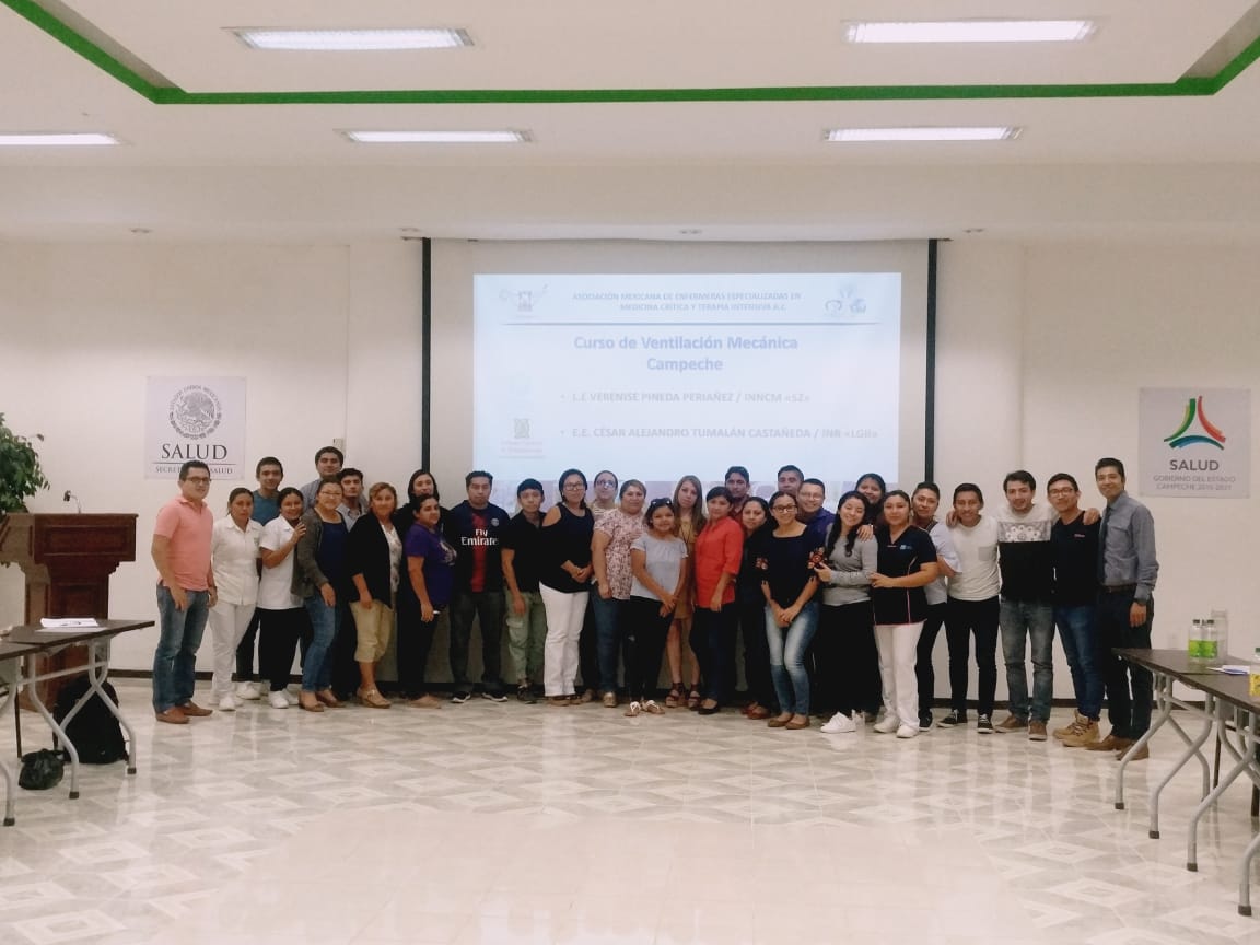ameemcti's tweet photo. La AMEEMCTI en coordinación con Servicios de Capacitación y Atención Prehospitalaria de Campeche (SECAP) imparte el Taller de “Ventilación Mecánica” a cargo de la Lic. Verenice Pineda Periañez y el Lic. César Alejandro Tumalam, en esa entidad. https://t.co/ywkQJqsOUt