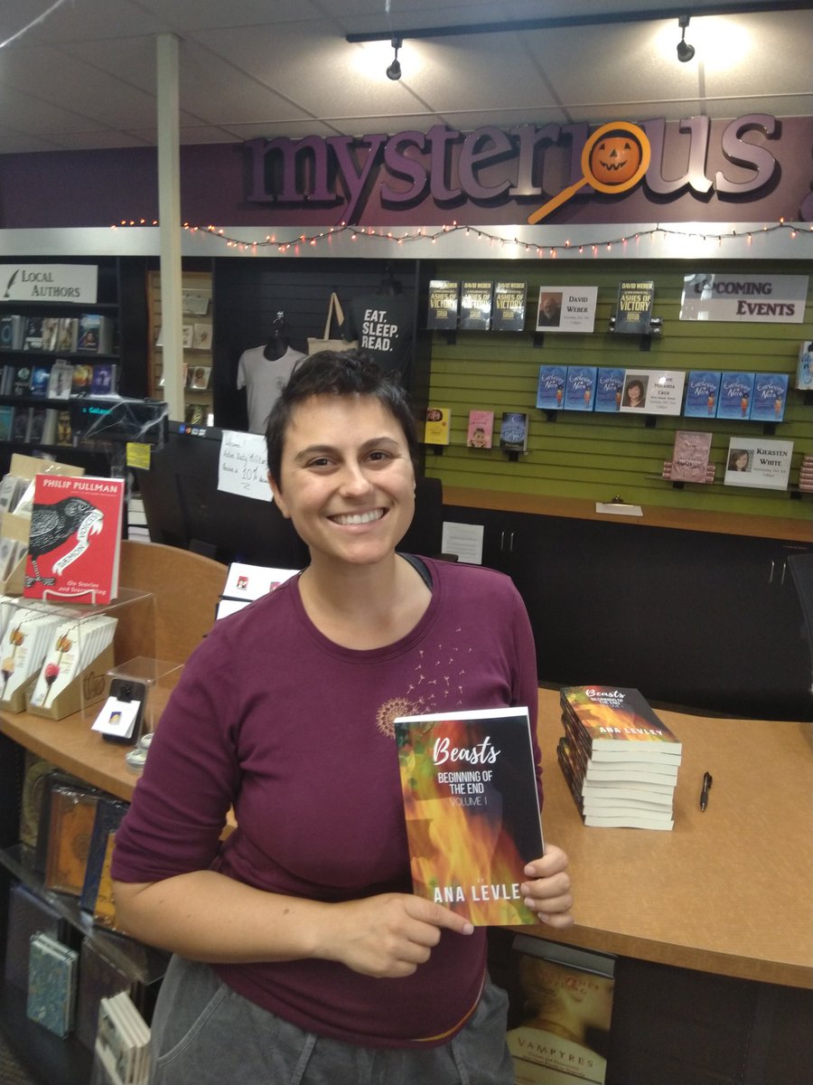AnaLevley's tweet photo. Hot off the press! Re-stocked @MystGalaxyBooks get your #halloween on #sandiego by getting Beasts - there are some great horror elements to the book - I even hid a spooky message in one of them! #bookhunting #bookstagram #sdbooks #sdauthor #localauthor #scifi #dystopian #ya #na https://t.co/vUdycuwG80