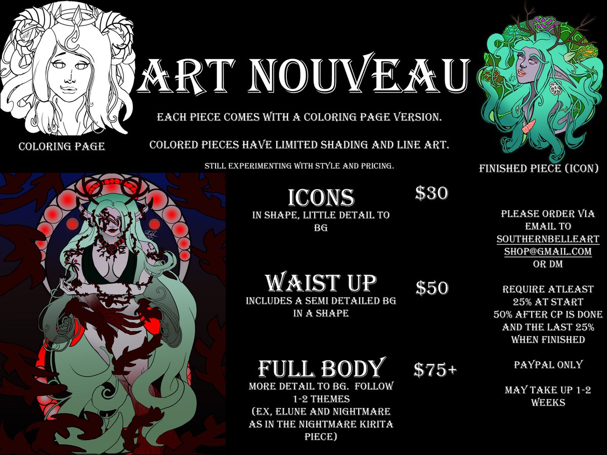 huntressfinoa's tweet photo. October News!

Updates https://t.co/48iZAr4LVq

Seasonal Specials https://t.co/w8yP7K98KE
Raffle, YCH, Ko-Fi, #Inktober2018 and #Drawtober2018 Prompts Sale, and more

Inktober Supplies https://t.co/b423rgiFDT

Regular Commissions

Email SouthernBelleArtShop@gmail.com https://t.co/EwTrUjchlF