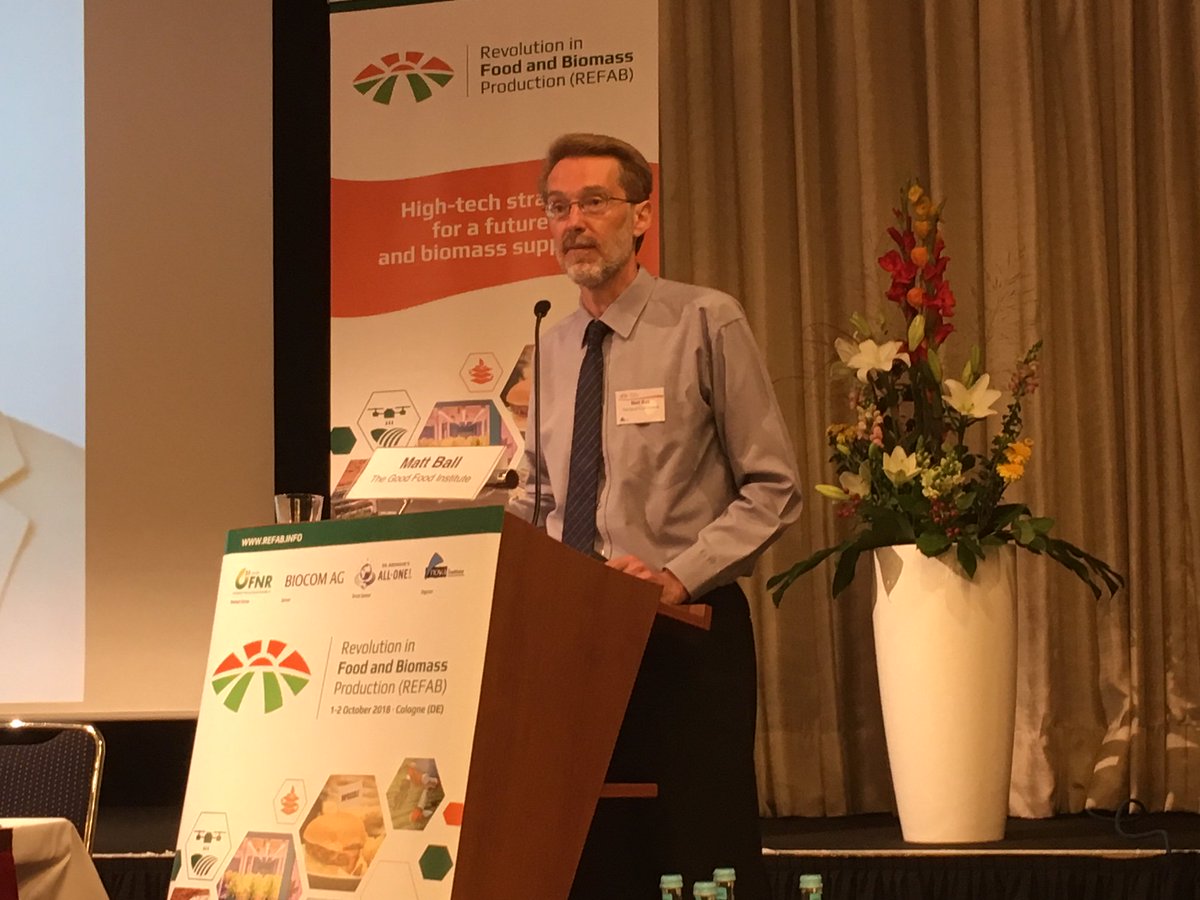 GoodFoodInst's tweet image. GFI&apos;s Senior Media Relations specialist Matt Ball speaking at the #REFAB conference in Cologne, Germany today about the potential for #plantbased and #cleanmeat to feed a growing global population sustainably.