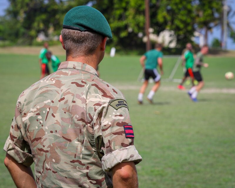 Team RFA Mounts Bay played the Antigua Defence Force in what was a great day and an even better match! ⚽️ 

#commandosofthecaribbean #commandosappers #proudsapper #commandos #britisharmy #royalengineers #rfa #royalmarines #topbins #backofthenet