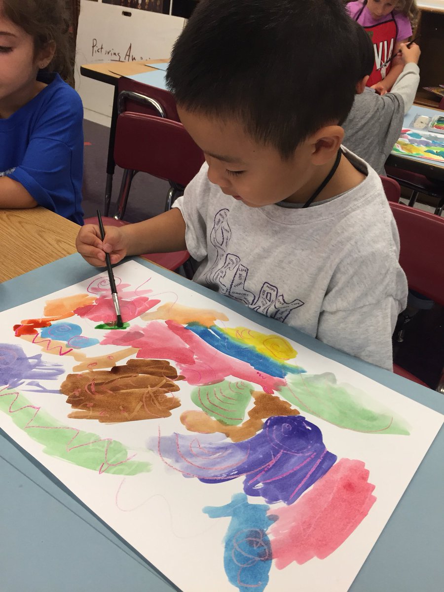 MsFizzPOBArt's tweet photo. Kindergarteners at JJP have been learning #allaboutlines in art class. They used a #magic #crayon and #watercolor resist technique to create these fun #abstract paintings! #arteducation #littleartists @BWileyPOB @Sezgregnyc @msgentilePOB @ParkwayPOB https://t.co/prqKQBI0Df