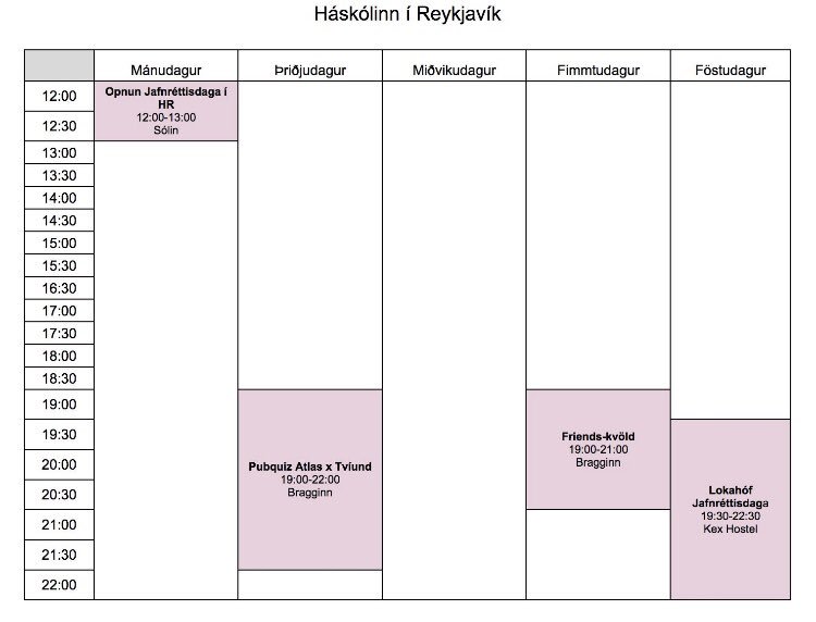 Lærdómsríkir jafnréttisdagar framundan í Háskólanum í Reykjavík