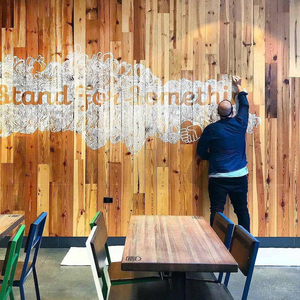 MakeAndCompany's tweet photo. In progress shot of our MVP @jessehora working up something good for @shakeshack https://t.co/BtZEps103a https://t.co/joQeS70WMM