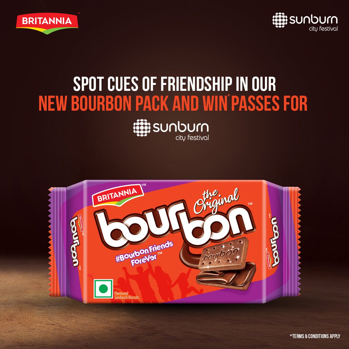 Find out friendship cues from our new pack and message them to us.
 
Top winners will get a chance to win 2 BFF tickets each for Sunburn City Festival 2018.
 
#BourbonFriendsForever #BourbonAtSunburn