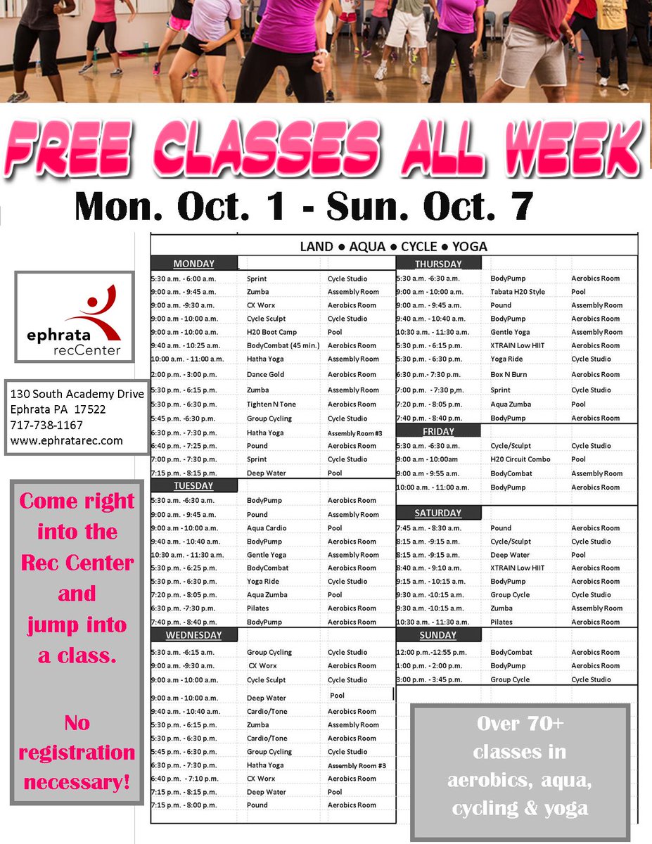 EphrataRec's tweet photo. FREE Classes ... whaaaaat ! ! Yup ! FREE https://t.co/GRIkzmA4qw