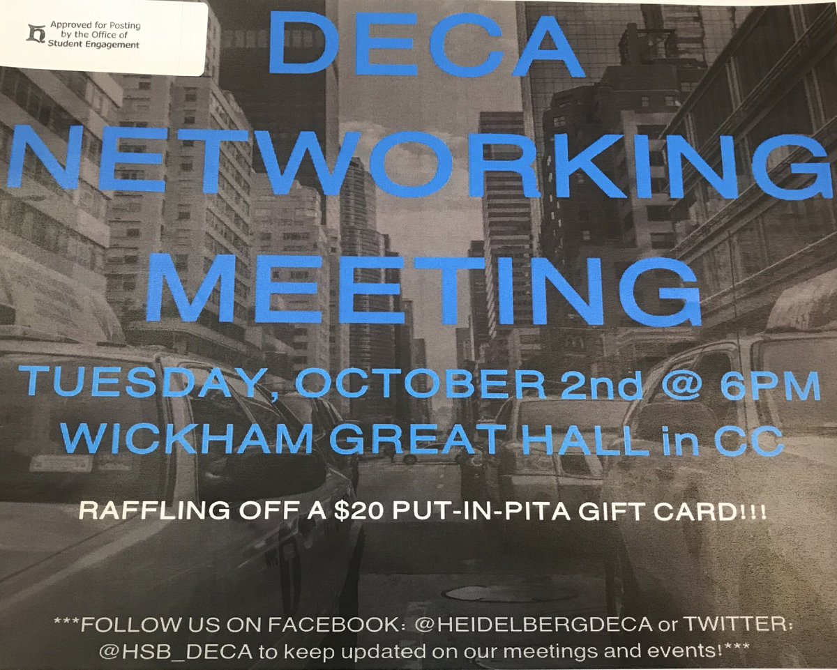 Tomorrow is our first meeting of the semester! Join us to network with students and win a $20 gift card to Put-In-Pita! :)