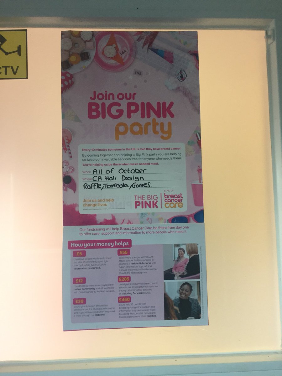 CAHairDesgn's tweet photo. All ready for Breast Cancer Awareness Month with our #BigPink event for  @BCCare  We are fundraising throughout the Whole of October! Don’t forget to pop in if you get chance #garforth #hairsalon https://t.co/VAJASYinOT